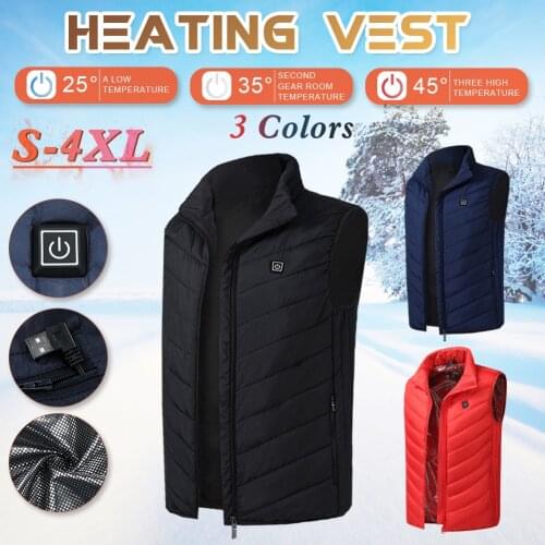 Outdoor Electric Heated Vest USB Heating Vest Winter Thermal Cloth Feather Camping Hiking Warm Hunting Riding Golf Jacket