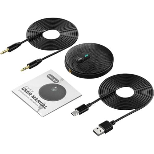 USB 3.5mm Dual Plug Omni-directional Condenser Microphone for Meeting Business Conference Computer Voice direct pickup Mic