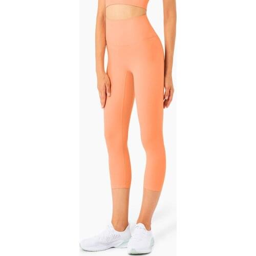 UA_ROCK 2021 Summer New High Waist Fitness Leggings Womens Nude Color Pocket Calf Pants Gym Training Quick-Drying Yoga Pants