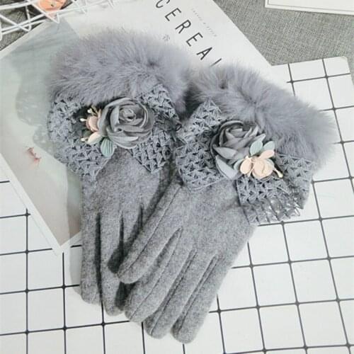 Women winter Cashmere gray fashion Gloves Mittens