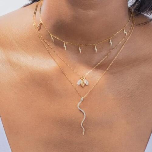 Vintage 925 Sterling Silver Long Snake Pendant NecklaceS for Women Girl Micro Paved Clear CZ Animal Necklaces Bohemia Jewelry