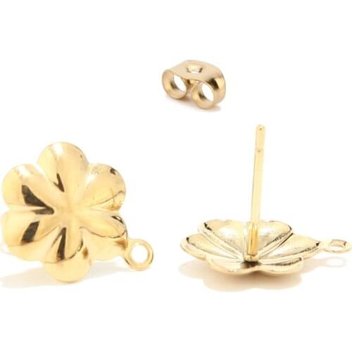 10pcs New Stainless Steel Gold Earring Post W/Stoppers Post Earring Studs For DIY Jewelry Finding Steel Ear Jewelry Findings