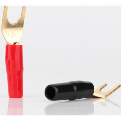 12pcs SY1530 High Quality Gold Plated Spade Plug Speaker Cable Spade Connector Terminal Plug