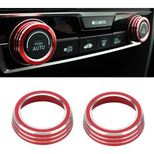 2pcs Car Air Conditioner Knob Trim Cover Decal Ring Fit for Honda Civic 10th car style accessories