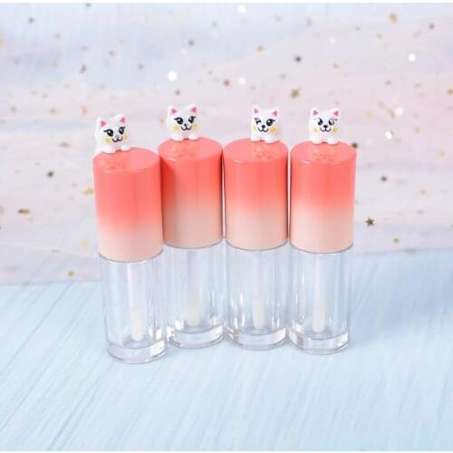 5/10pcs 4ml Lip Cute Cat Bottle Empty Cosmetic Container Tube Travel Gloss Pretty Empty Clear Lip Containers Makeup Wholesale