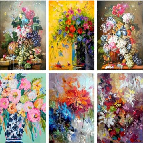 Watercolour Plants Flower Canvas Printings Blue Orange Oil Painting Poster And Print Picture Wall Art Cuadros Room Home Decor