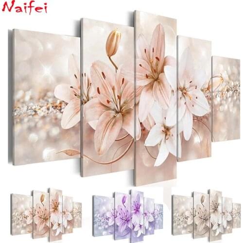 5 Plants Diy 5d Diamond Painting Magnolia Flower Full Square Round Drill Cross Stitch Diamond Embroidery Rhinestone Home Decor