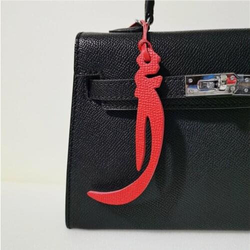 Genuine Leather Character Arabic Letter Bag Charm Alphabet Keychain Women Leather Bag Pendant Handbag Ornament Customized