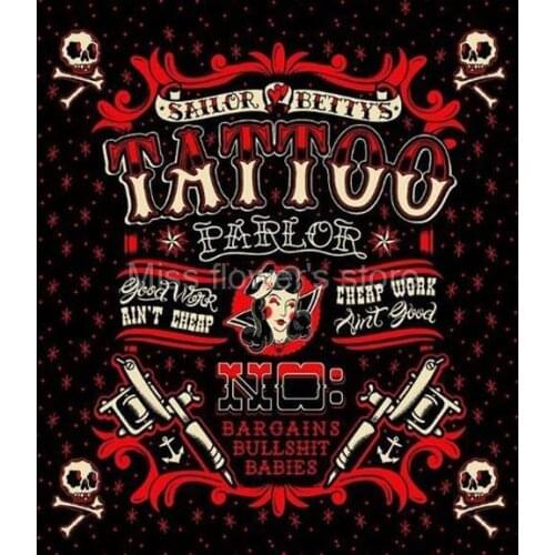 Shower Curtain Tattoo & Skull Sailor Bettys Pattern Bathroom Waterproof Mildewproof Polyester Fabric With 12 Hooks 180cm*180cm