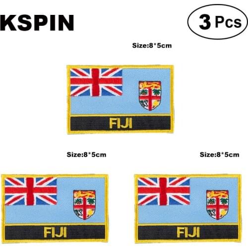 Fiji Rectangular Shape Flag patches embroidered flag patches national flag patches for clothing DIY Decoration