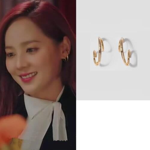 Korean Drama Penthouse Japanese Korean half ring high quality New Arrival High Quality Sweet girl Retro Unique Creative Earrings