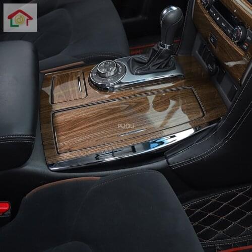 For Nissan Armada Patrol Y62 2017-2020 ABS Wood Grain Inner Gear Shift Box Panel Frame Cover Trim Car accessories