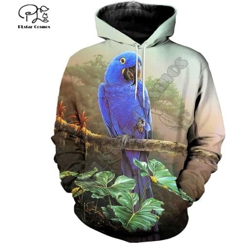 PLstar Cosmos Colorful Parrot 3D Printed Hoodies Casual Men/Women Zipper Hooded Funny Animal Unisex Brand Streetwear Apparel P23
