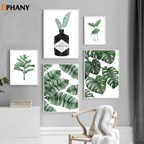 Monstera Tropical Plants Leaf Green Wall Art Plant Poster Nordic Canvas Decoration Picture Botanical Print Painting Modern Home