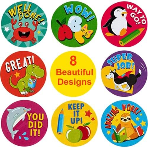 100-500Pcs Reward Stickers Motivational Stickers for Kids School Reward Students Teachers Cute Animals Gift Packaging Seal label