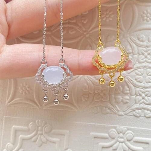 Quality Jade Lock Pendant Necklace For Women Jewelry High Grade Silver Plated Chain Clavicle Necklaces Girls Gold Choker Bijou