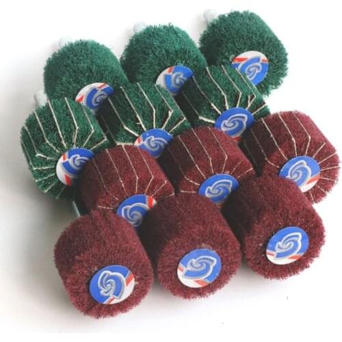 Nylon Fiber Buffing Polishing Wheel 25/30mm 12pcs Non-woven Scouring Pad Abrasive Wheel Grinding Head For Drill with 1/4" Shank