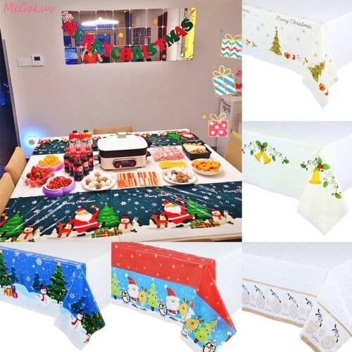 Christmas Tablecloth Restaurant Kitchen Dining Table Decorations Home Party Decor Santa Claus Rectangular Table Covers Navidad