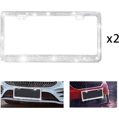 Auto-Car Bling License Plate Frame, 2 Pack License Plate Frame with Installation