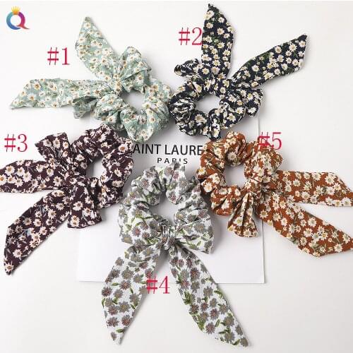 36pc/lot Korea Style Bohemian Scrunchies,Floral Print Chiffon Women Girl Elastic Hair Tie,Vintage Turban Bandage Female Headwear