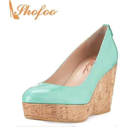 Corks Wedge Heels Clogs Thick Sole Shoes Women Platform Nude Heels Shoes Women Dress Party Large Size 4 45 Shofoo