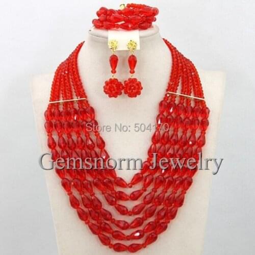 African Wedding Jewelry Set 2020 Crystal Bridal Statement Necklace Set Women Costume Beads Set Free Shipping WB060