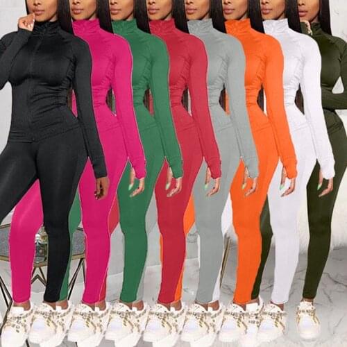 Spring Long Sleeves Women Slim Streched Tracksuit Plus Size 2Pcs Sets