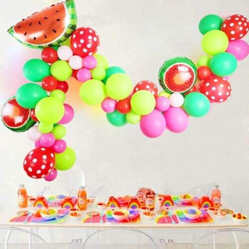 80pcs Red Polka Dot Balloon Watermelon Foil Balloons Garland Arch Kit Hawaii Summer Fruit Party Adult Kids Birthday Decor Balon