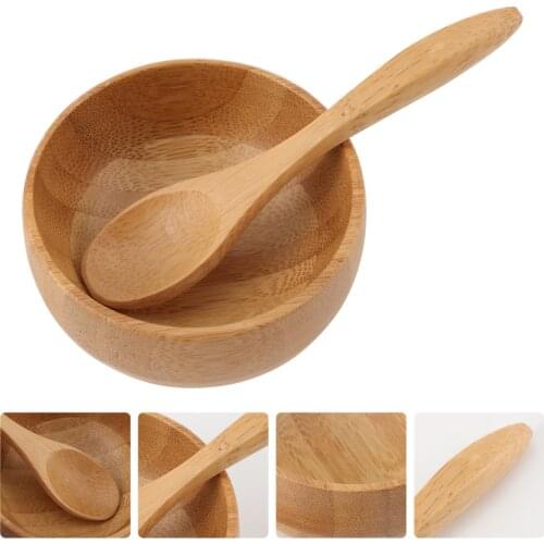 1 set of DIY Face Mask Mixing Tool Natural Bamboo Bowl Spoon Mask Mixing Supply