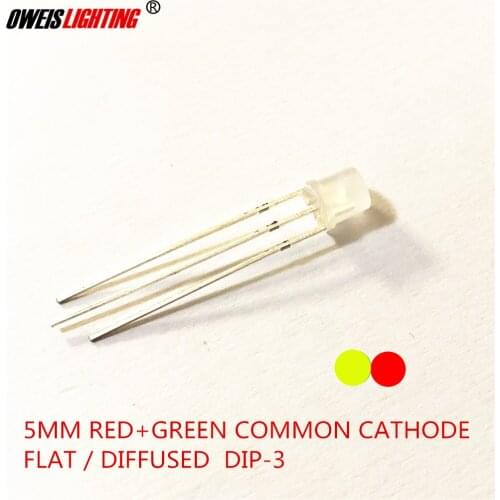 1000pcs 5MM RED + yellow GREEN COMMON CATHODE FLAT head diffused F5 BICOLOR DIP LED red and yellow green DIP-3 light beads lamps