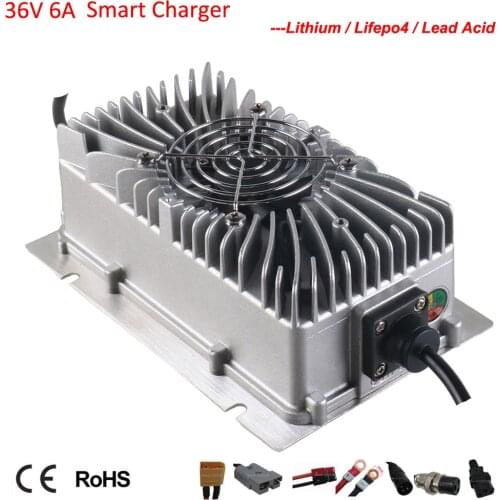 300W Waterproof 36V 6A LiFePO4 Lead Acid Lithium Charger 42V 43.8V 40.15V Full Seal Smart Charger For Golf Cart Clearner Car