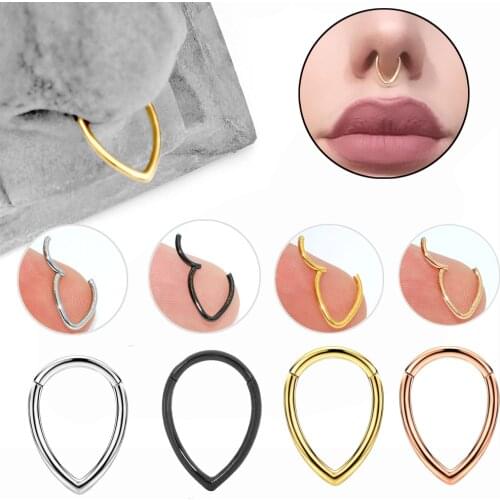 40PCS 316L Surgical Steel 16G Hinged Tear Drop Segment Ring Septum Clicker Hoop Nose Labret Ear Tragus Cartilage Daith Earring