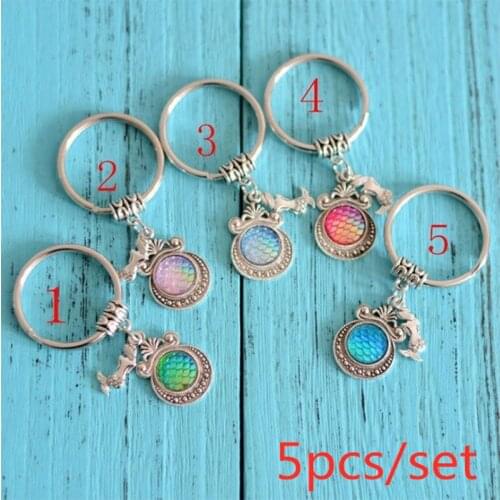5pcs/set Mermaid Keyring, Mermaid Gifts, Mermaid Scales, Mermaid Tail, Nautical Keychain Fit Women Bag Keychain Gifts