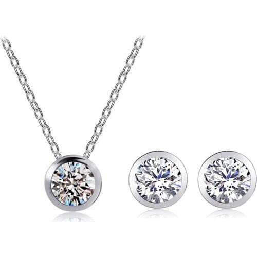 Accessories Fashion 2020 New Centering Material Grade Zircon Hearts And Earrings And Necklaces Sets For Christmas Gift