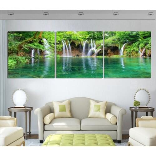 Free shipping 3 panel Waterfall Painting Printed Painting Picture Home Decor Canvas Art Dining room decoration W0181