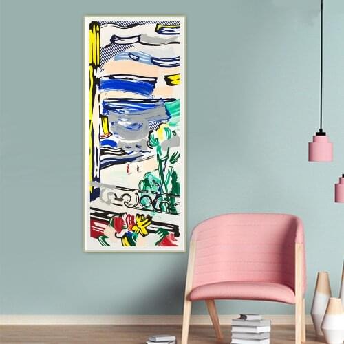 Citon Roy Lichtenstein《View from a window》Pop art Canvas Oil Painting Art Poster Picture Wall Background Decor Home Decoration