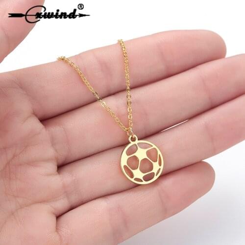Cxwind Stainless Steel Soccer Football Charm Pendant Necklace Unisex Choker Jewelry Boys Mens Girls Womens Soccer Fan Gift