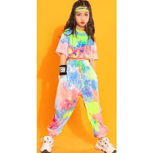 Kids Ballroom Hip Hop dancing Clothing Outfits Tshirt Pants For Singers Girls Jazz Dance Wear Costumes Stage Show Outfits
