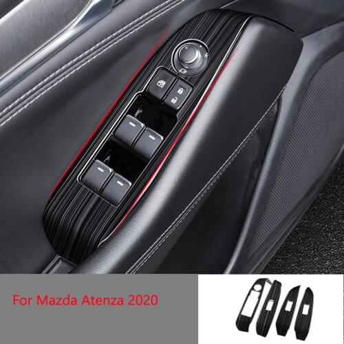 For Mazda Atenza 2020 Window Switch Panel Adjust Cover Trim Stickers Strips Car Styling Sticker 4PCS