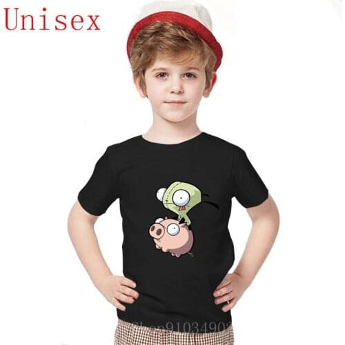 Kids tshirts boys shorts GIR PIG V neck 100% Cotton T-Shirt short Sleeves Summer Tops streetwear boys Comfortable All Cotton