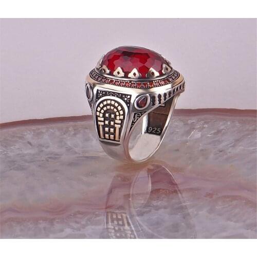 Red Zircon 925 Sterling 925 K Silver Ring