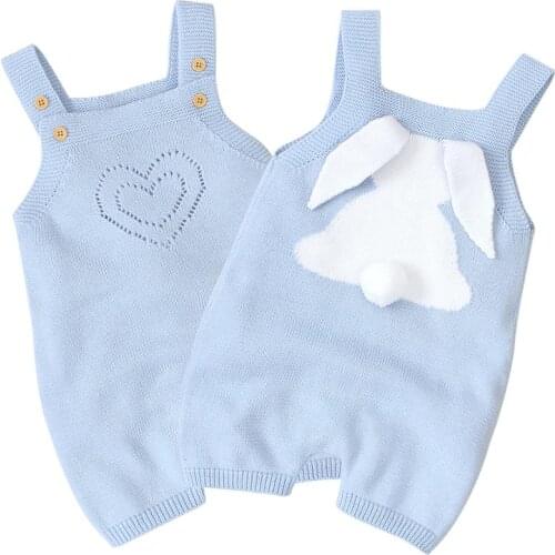 Baby Rompers Clothes Bunny Rabbit Knitted New Born Boys Girls Jumpsuits One Piece Infant Bebes Kids Easter Outfit Cartoon Costum
