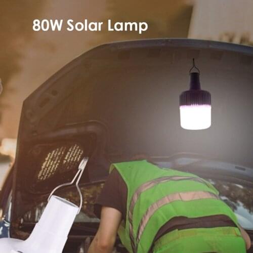 Solar Light 3 Modes Emergency Lamp Bulb 80W LED Tent Household Outdoor Courtyard Ornament for Outdoor Garden Camping