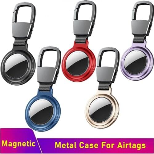 Magnetic Case For Apple Airtag Cases Anti-lost Sleeve Protective Metal Cover For Air Tag Location Tracker AirTag With Keychain