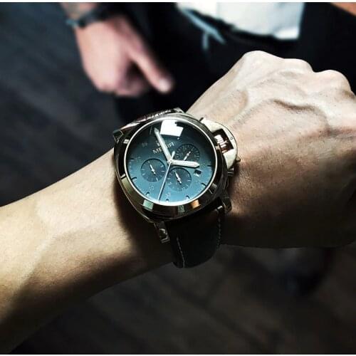 Megir 3006 mens fashion quartz watch waterproof wristwatch genuine leather strap watches man free shipping
