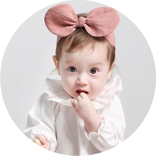 Cute Cotton Fabric Shower Turban Nylon Headband For Kids Bowknot Headband Elastic Hair bands Toddler Baby Girl Hair Accessories