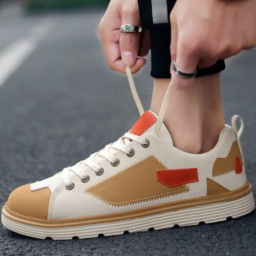 2019 New Fashion High Quality ComfortableColor Mixing Mens Leather Casual Shoes Fashion Breathable Sneakers Fashion Flats N2-61