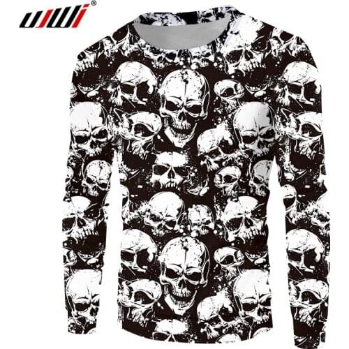 UJWI Men Sweatshirt 3D Print Skull Hoodies Hiphop Long Sleeve Crewneck Pullovers Long Sleeve Punk Style Jumper Sweats Suppliers