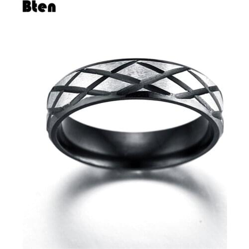 Bten Hot Sale Groove Crosscut Rings Black Stainless Steel Midi Rings For Women Men Charm Male Jewelry Dropshipping Gift