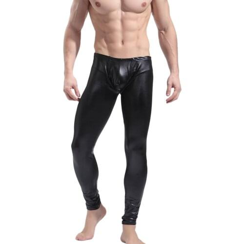 Mens Sexy Pants Patent Leather Stage Performance Pants Night Club Tights Trousers